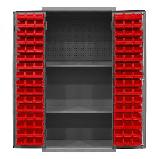 DURHAM MFG 3501-DLP-PB-96-2S-1795 Pegboard Cabinet, 2 Shelves, 96 Bins