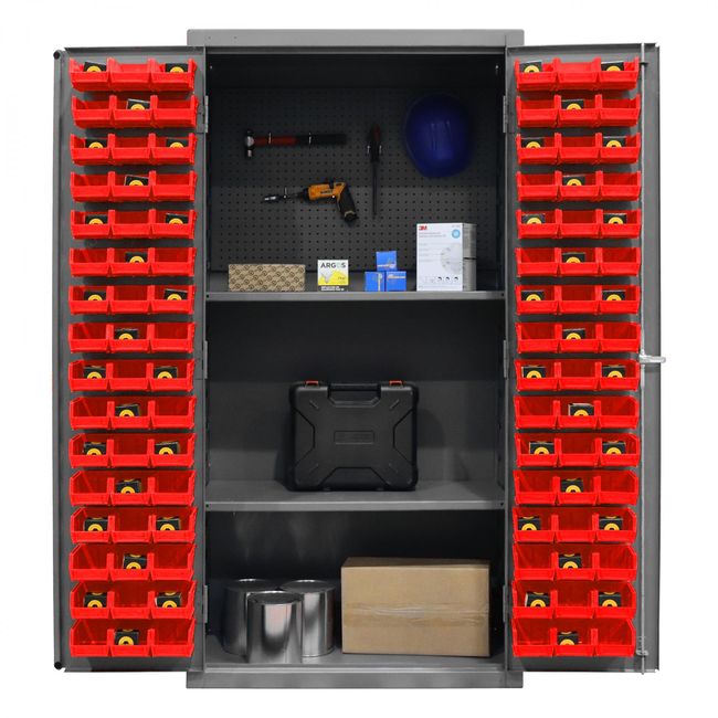 DURHAM MFG 3501-DLP-PB-96-2S-1795 Pegboard Cabinet, 2 Shelves, 96 Bins