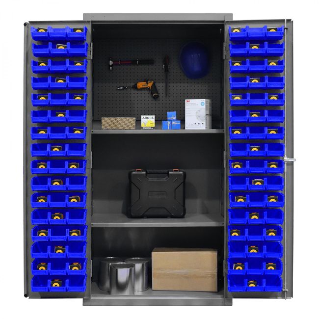 DURHAM MFG 3501-DLP-PB-96-2S-5295 Pegboard Cabinet, 2 Shelves, 96 Bins