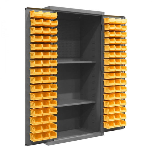 DURHAM MFG 3501-DLP-PB-96-2S-95 Pegboard Cabinet, 2 Shelves, 96 Bins