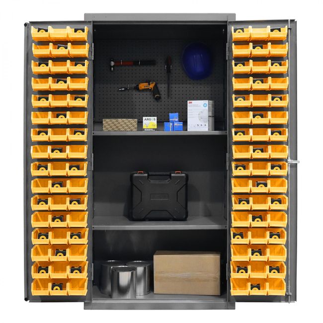 DURHAM MFG 3501-DLP-PB-96-2S-95 Pegboard Cabinet, 2 Shelves, 96 Bins