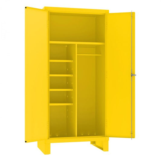 DURHAM MFG 3501-HDL-50 Spill Control Cabinet, 5 Shelves, Yellow