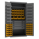 DURHAM MFG 3501584RDR-95 4 Drawer Cabinet, 2 Shelves, 58 Bins