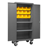 DURHAM MFG 3501M-BLP-12-2S-95 Mobile Cabinet, 2 Shelves, 12 Bins