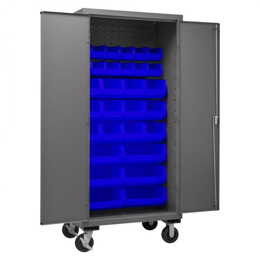 DURHAM MFG 3501M-BLP-30-5295 Mobile Cabinet, 30 Blue Bins