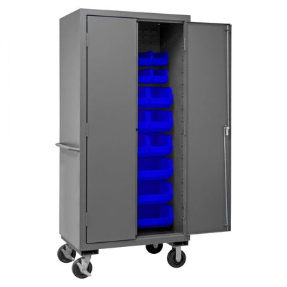 DURHAM MFG 3501M-BLP-30-5295 Mobile Cabinet, 30 Blue Bins