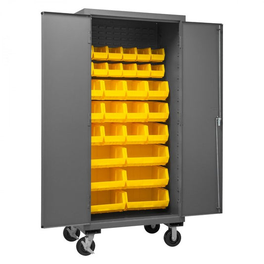 DURHAM MFG 3501M-BLP-30-95 Mobile Cabinet, 30 Yellow Bins