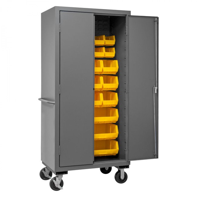 DURHAM MFG 3501M-BLP-30-95 Mobile Cabinet, 30 Yellow Bins