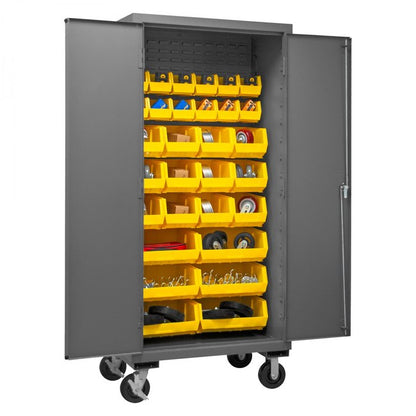 DURHAM MFG 3501M-BLP-30-95 Mobile Cabinet, 30 Yellow Bins