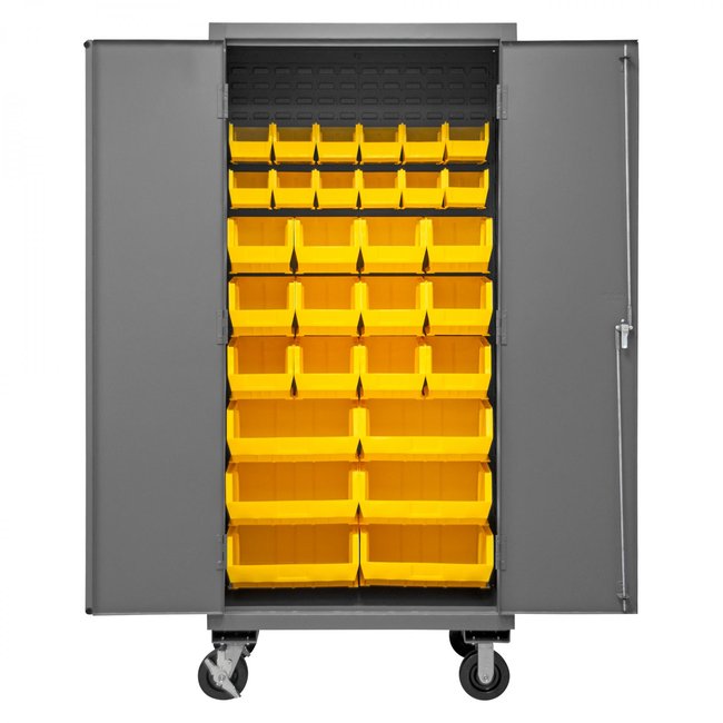 DURHAM MFG 3501M-BLP-30-95 Mobile Cabinet, 30 Yellow Bins