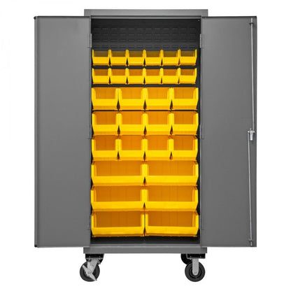 DURHAM MFG 3501M-BLP-30-95 Mobile Cabinet, 30 Yellow Bins