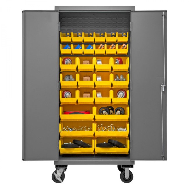 DURHAM MFG 3501M-BLP-30-95 Mobile Cabinet, 30 Yellow Bins