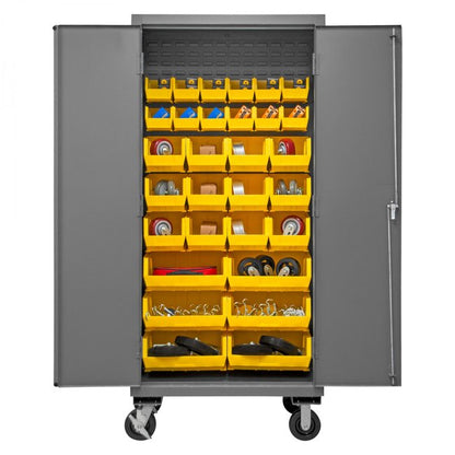 DURHAM MFG 3501M-BLP-30-95 Mobile Cabinet, 30 Yellow Bins