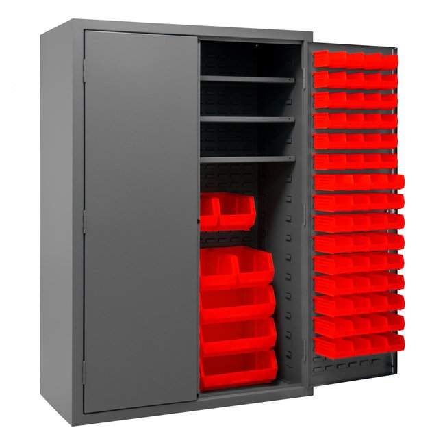 DURHAM MFG 3502-138-3S-1795 Cabinet, 3 Shelves, 138 Red Bins