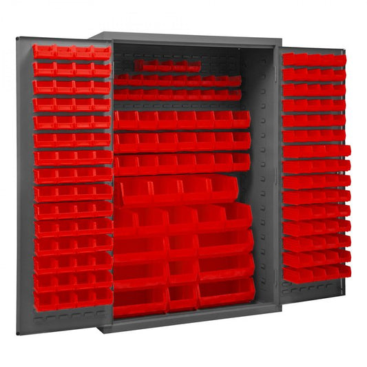 DURHAM MFG 3502-186-1795 Cabinet, 186 Red Bins
