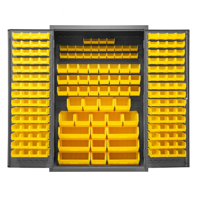 DURHAM MFG 3502-186-95 Cabinet, 186 Yellow Bins