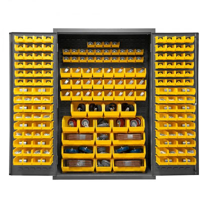 DURHAM MFG 3502-186-95 Cabinet, 186 Yellow Bins