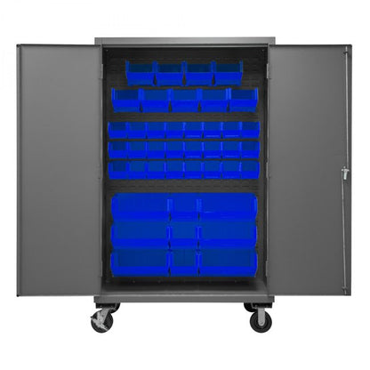DURHAM MFG 3502M-BLP-42-5295 Mobile Cabinet, 42 Blue Bins