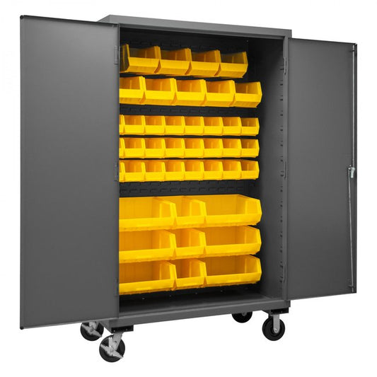 DURHAM MFG 3502M-BLP-42-95 Mobile Cabinet, 42 Yellow Bins