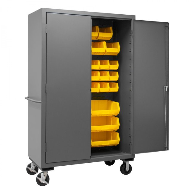 DURHAM MFG 3502M-BLP-42-95 Mobile Cabinet, 42 Yellow Bins