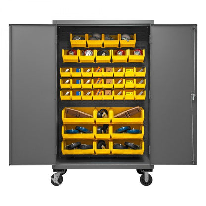 DURHAM MFG 3502M-BLP-42-95 Mobile Cabinet, 42 Yellow Bins
