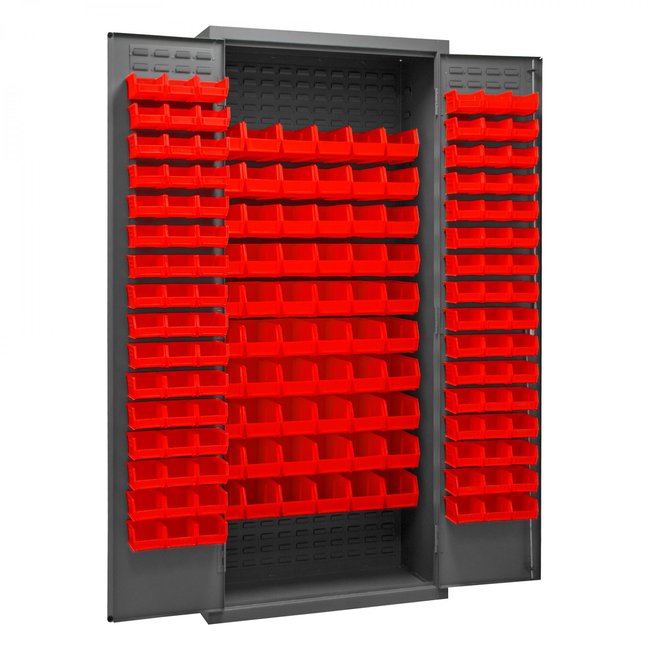 DURHAM MFG 3603-156B-1795 Cabinet, 156 Red Bins