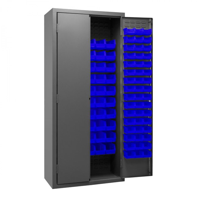 DURHAM MFG 3603-156B-5295 Cabinet, 156 Blue Bins