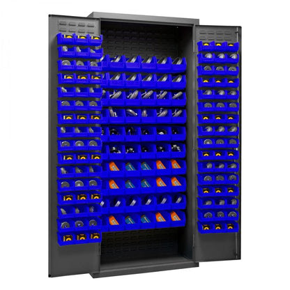 DURHAM MFG 3603-156B-5295 Cabinet, 156 Blue Bins