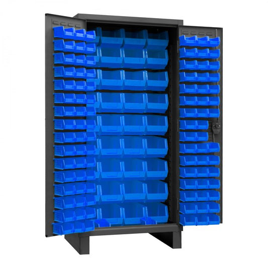 DURHAM MFG 3702-132-5295 Cabinet, 132 Blue Bins