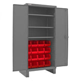 DURHAM MFG 3702-16-3S-1795 Cabinet, 3 Shelves, 16 Red Bins