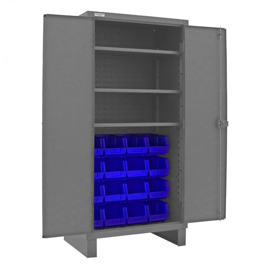 DURHAM MFG 3702-16-3S-5295 Cabinet, 3 Shelves, 16 Blue Bins