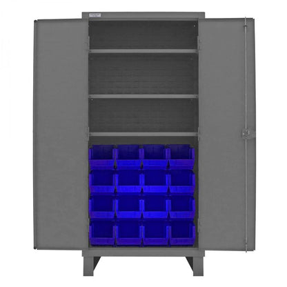 DURHAM MFG 3702-16-3S-5295 Cabinet, 3 Shelves, 16 Blue Bins