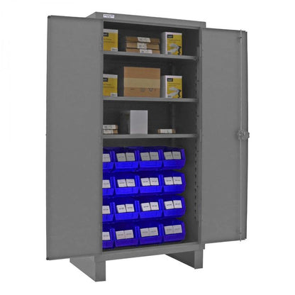 DURHAM MFG 3702-16-3S-5295 Cabinet, 3 Shelves, 16 Blue Bins