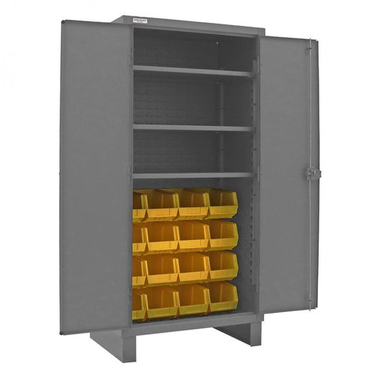 DURHAM MFG 3702-16-3S-95 Cabinet, 3 Shelves, 16 Yellow Bins