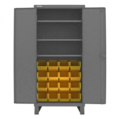 DURHAM MFG 3702-16-3S-95 Cabinet, 3 Shelves, 16 Yellow Bins