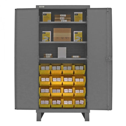 DURHAM MFG 3702-16-3S-95 Cabinet, 3 Shelves, 16 Yellow Bins