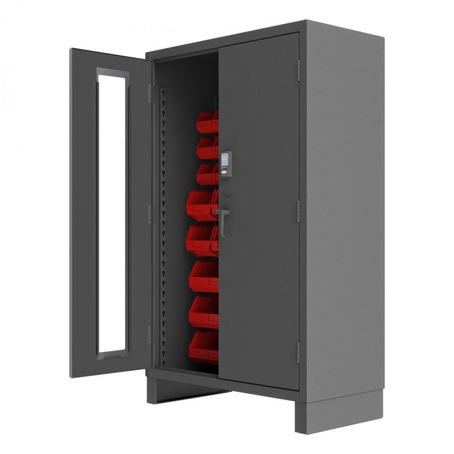 DURHAM MFG 3703CXC-42B-1795  Access Control Cabinet, 42 Red Bins