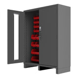 DURHAM MFG 3704CXC-54B-1795 Access Control Cabinet, 54 Red Bins