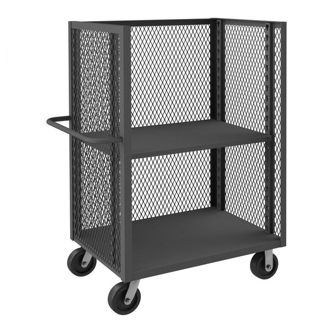 DURHAM MFG 3ST-EX2436-1AS-95 3 Sided Mesh Truck, 1 Adjustable Shelf