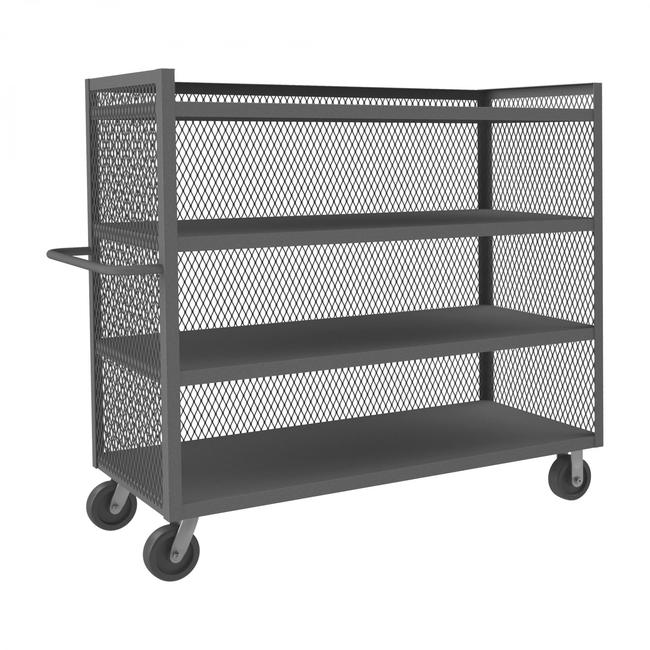 DURHAM MFG 3ST-EX2436-4-95 3 Sided Mesh Truck, 4 Shelves