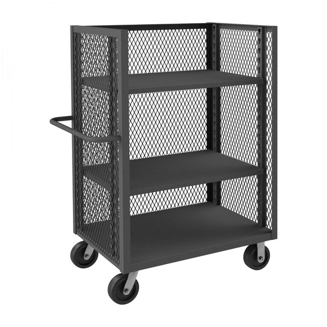 DURHAM MFG 3ST-EX3048-2AS-95 3 Sided Mesh Truck, 2 Adjustable Shelves