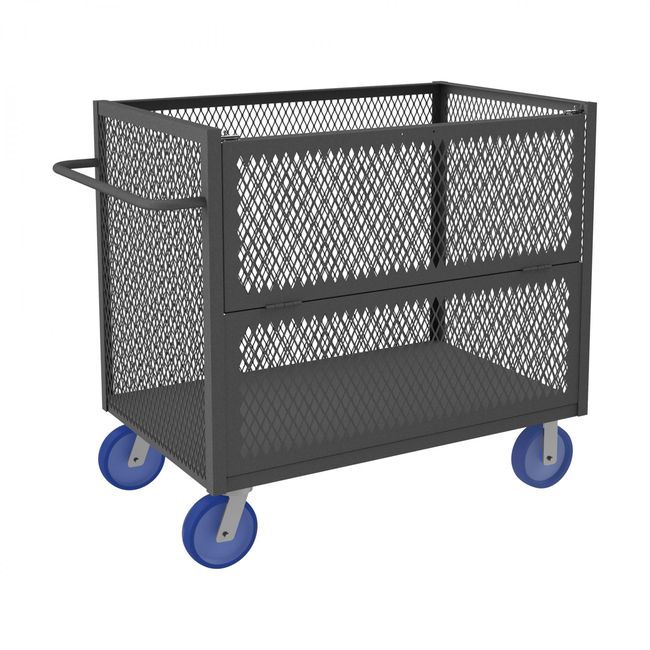 DURHAM MFG 3STDG-EX3048-8PU-95 3 Sided Mesh Truck, 1 Shelf, Drop Gate