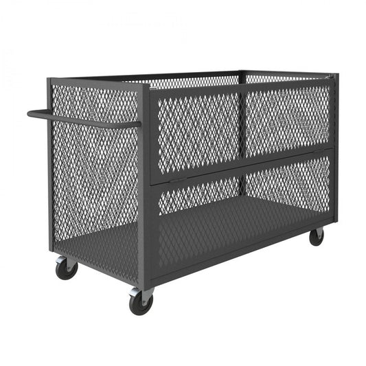 DURHAM MFG 3STDG-EX3060-5PO-95 3 Sided Mesh Truck, 1 Shelf, Drop Gate