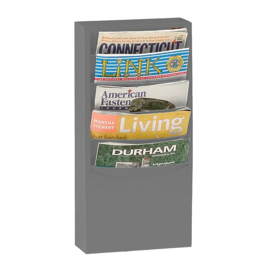 DURHAM MFG 403-95 Literature Rack, 5 Pockets, Gray