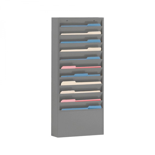 DURHAM MFG 406-95 Literature Rack, 10 Large Pockets, Gray