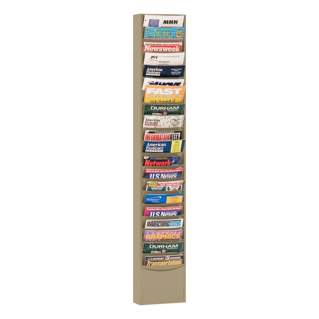 DURHAM MFG 411-75 Literature Rack, 20 Large Pockets, Tan