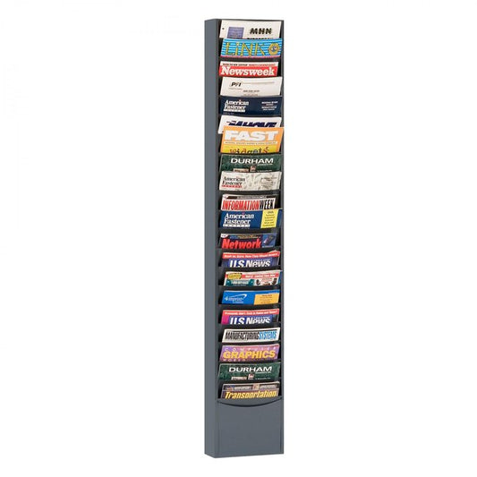 DURHAM MFG 411-95 Literature Rack, 20 Large Pockets, Gray