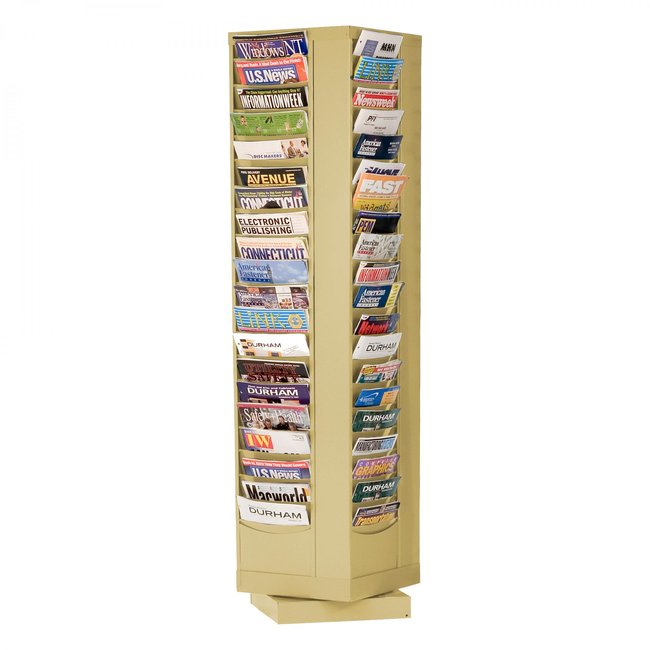 DURHAM MFG 416-75 Rotary Lit Rack, 80 Pockets, Tan