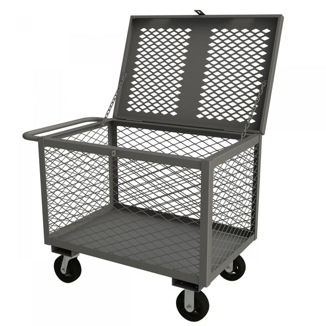 DURHAM MFG 4STHC-EX-2436-6MR-95 4 Sided Mesh Box Truck, Hinged Cover