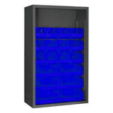 DURHAM MFG 5002-18-5295 Enclosed Shelving, 18 Blue Bins